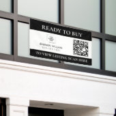 Bannière de vente de code QR d'immobilier noir et (Bâtiment extérieur)