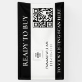 Bannière de vente de code QR d'immobilier noir et (Vertical)