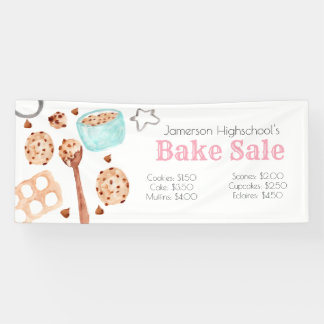Bannière de vente de gâteaux de l'école de cuisine
