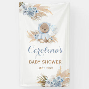 Bannière de vinyle Baby shower d'ours bleu Teddy
