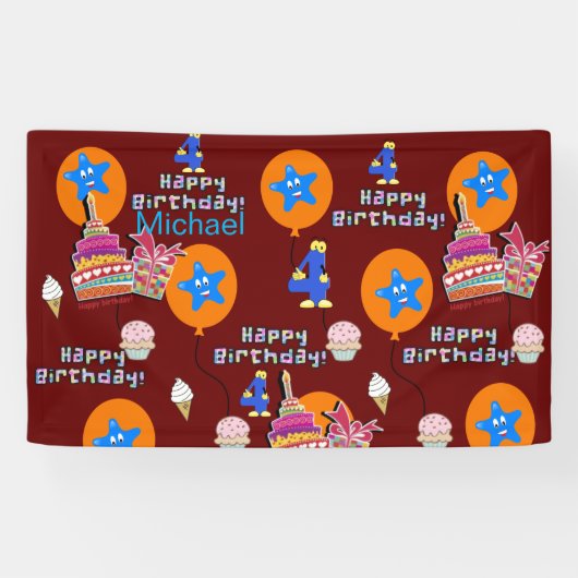 Bannière de vinyle, Bannière du 4ème anniversaire, (Horizontal)