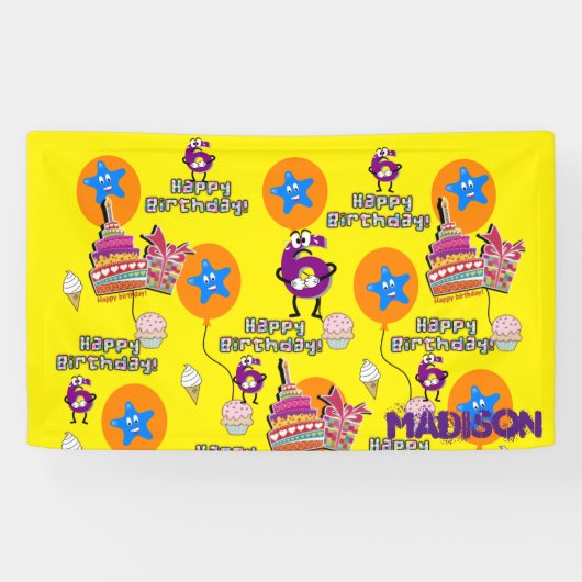 Bannière de vinyle, Bannière joyeuse du 6ème anniv (Horizontal)