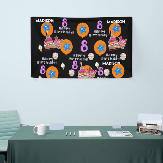 Bannière de vinyle, Bannière joyeuse du 8e anniver (Salon professionnel)