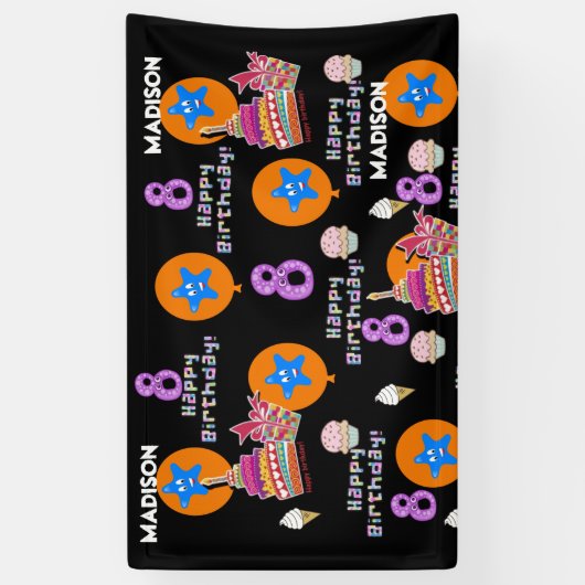 Bannière de vinyle, Bannière joyeuse du 8e anniver (Vertical)