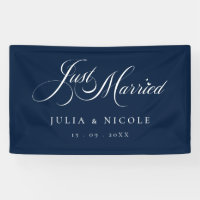 Bannière de voiture de mariage bleu ivoire juste m