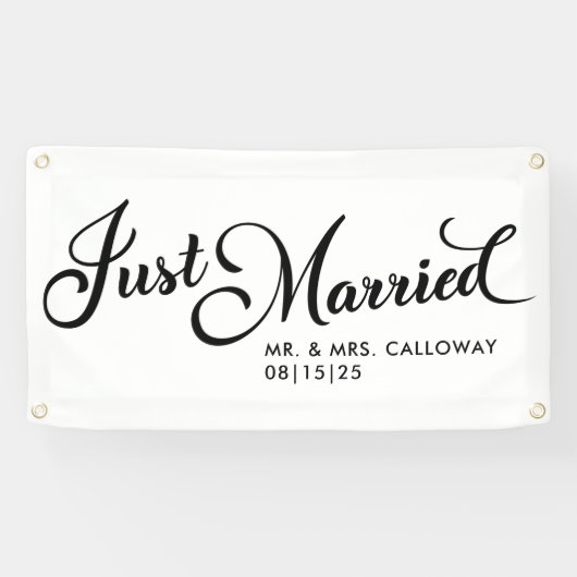 Bannière de voiture douillette juste mariée (Horizontal)