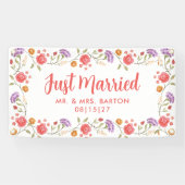 Bannière de voiture Just Married Fleurs de printem (Horizontal)