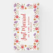 Bannière de voiture Just Married Fleurs de printem (Verticale)