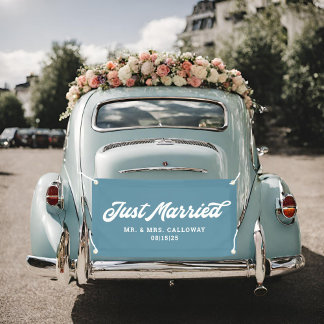 Bannière de voiture juste marié moderne