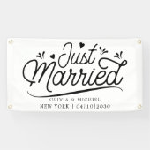 Bannière de voiture juste mariée moderne avec cœur (Horizontal)