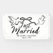 Bannière de voiture mariée aux oiseaux et à la bow (Horizontal)