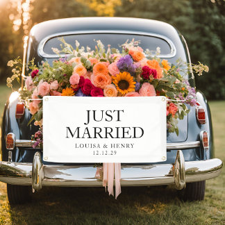 Bannière de voiture simple mariée