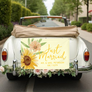 Bannière de voiture Tournesol Juste Marié