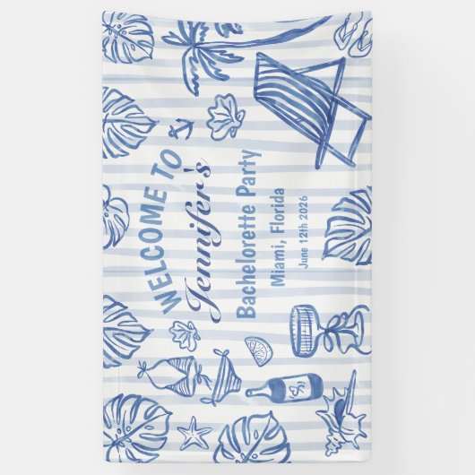 Bannière de WHIMSICAL EVJF Bleu de plage (Vertical)