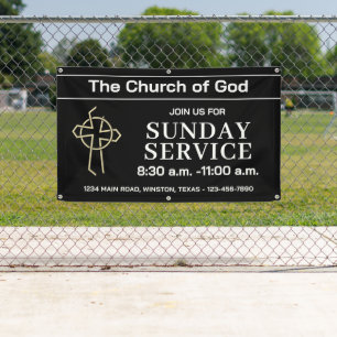 Bannière d'église de service dominical Ebony avec