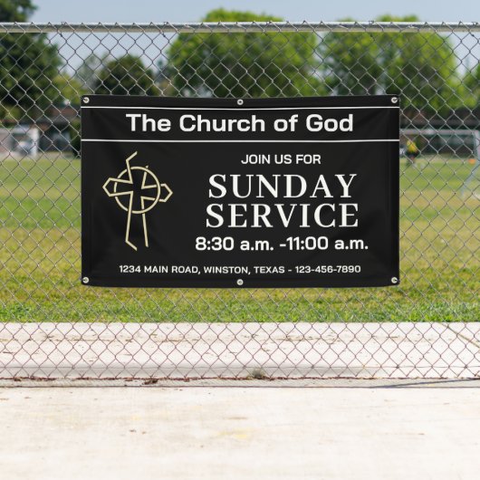 Bannière d'église de service dominical Ebony avec (En situation)