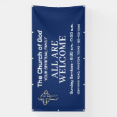 Bannière d'église de service du dimanche bleu avec (Verticale)