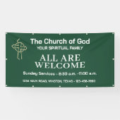 Bannière d'église vert chasseur avec logo (Horizontal)