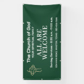 Bannière d'église vert chasseur avec logo (Verticale)