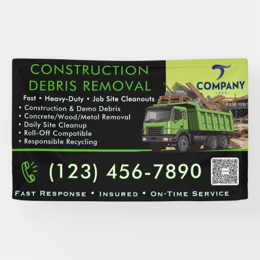 Bannière d'enlèvement de débris de construction - (Horizontal)