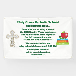 Bannière d'enregistrement d'école catholique