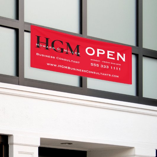 Bannière d'entreprise ouverte Monogramme Rouge Noi (Bâtiment extérieur)