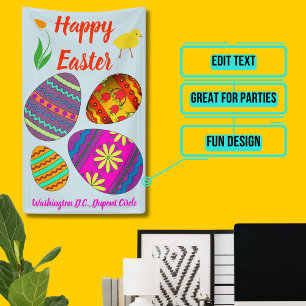 Bannière des fêtes : Oeufs colorés de Pâques