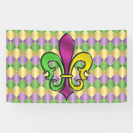 Bannière design élégante Mardi Gras Fleur De Lis (Horizontal)