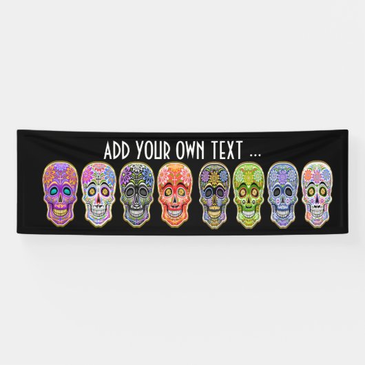 Bannière Dia De Muertos - Crânes à sucre (Horizontal)