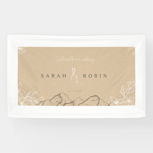 Bannière d'invitation de mariage rustique – Marron (Horizontal)