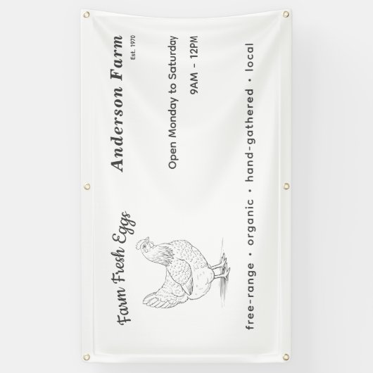 Bannière d'oeufs frais de ferme avec Hen (Vertical)