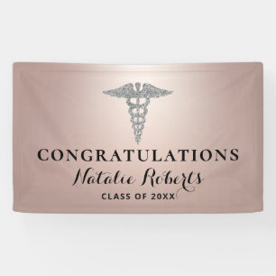 Bannière d'or pour fille Rose Médicale