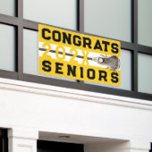 Bannière dorée jaune de nuit Lacrosse Senior (Bâtiment extérieur)