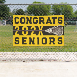 Bannière dorée jaune de nuit Lacrosse Senior