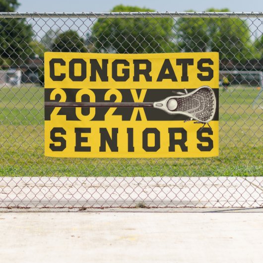 Bannière dorée jaune de nuit Lacrosse Senior (En situation)