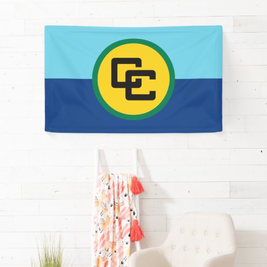 Bannière drapeau de la Communauté des Caraïbes (En situation)