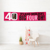 Bannière du 40e anniversaire rose et blanc (En situation)