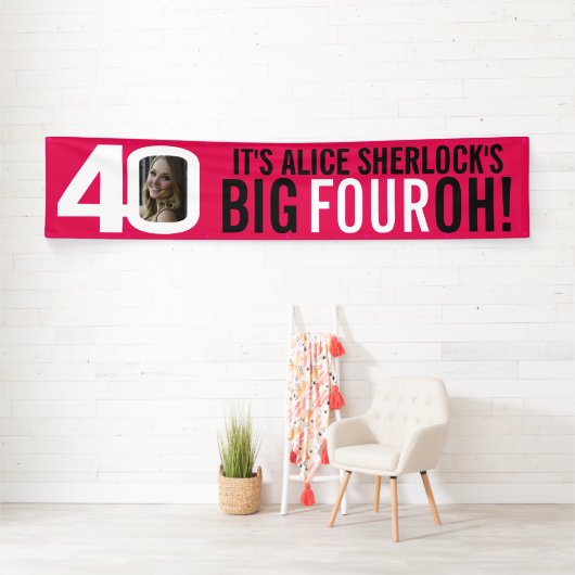 Bannière du 40e anniversaire rose et blanc (En situation)