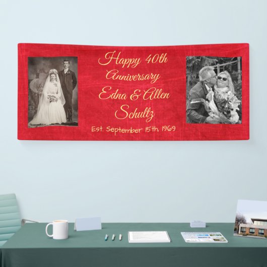 Bannière du 40e anniversaire Ruby Red and Gold (Salon professionnel)