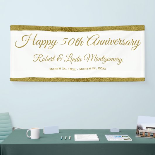 Bannière du 50e anniversaire, or et blanc (Salon professionnel)