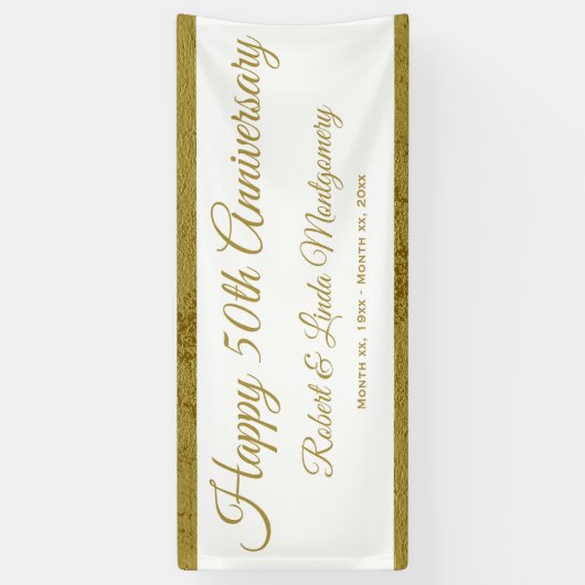 Bannière du 50e anniversaire, or et blanc (Vertical)