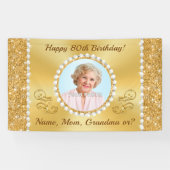 Bannière du 80e anniversaire Personnalisée, photo  (Horizontal)