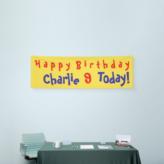 Bannière du 9e anniversaire avec nom et âge (Salon professionnel)