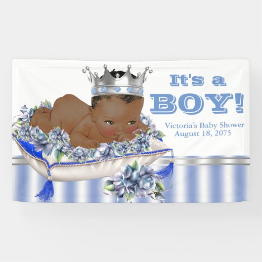 Bannière du Baby shower afro-américain du prince (Horizontal)