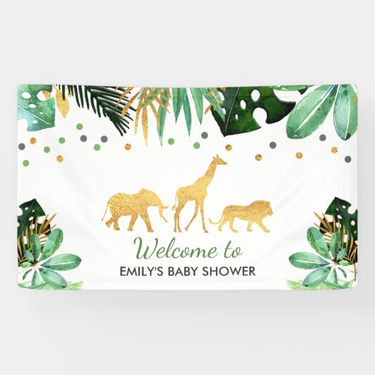 Bannière du Baby shower de la Jungle Douche tropic (Horizontal)