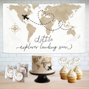 Bannière du Baby shower de voyage Little Explorer