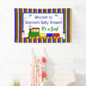 Bannière du Baby shower du train Choo Choo (En situation)