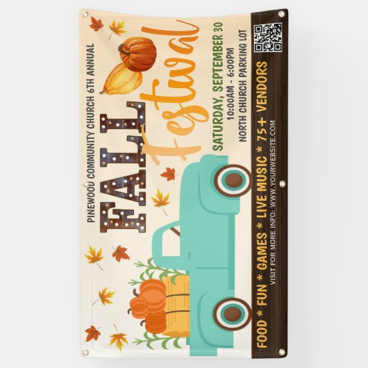 Bannière du festival d'automne avec code qr (Vertical)