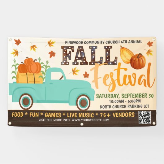 Bannière du festival d'automne avec code qr (Horizontal)