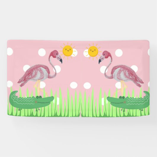 Bannière du Flamant rose Alligator Bébé Enfants (Horizontal)